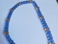 Ogrlica  z okroglimi cloissone perlami in modrimi steklenimi perlami