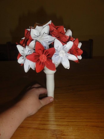 3d origami iz papirja - Šopek rož