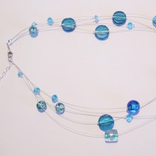 trojna modra steklena ogrlica