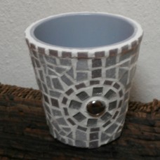 Mozaik: Srebrno sivi cvetlični lonček