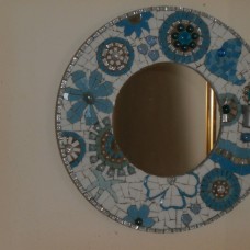 Mozaik - okroglo ogledalo: Fantazija v modrem