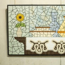 CVET - Mozaik 70cmx50cm - keramične ploščice na leseni podlagi