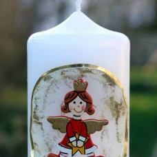 Svečka z angelčkom - leseno figurico
