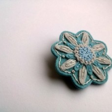 Broška roža - vintage sivo modra