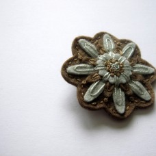 Broška - vintage roža sivo rjava