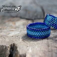 Šivan prstan iz perlic v modri barvi