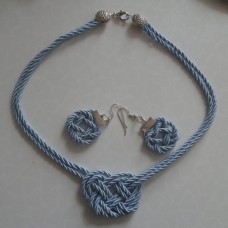 Poletna ogrlica in uhani dvojni srček iz vrvice