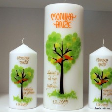 Poročna sveča z drevesom in dvemi manjšimi svečkami za zahvalo staršem