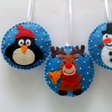 Božični okraski - set snežak pingvin jelenček