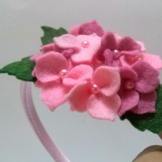 Obroč za lase - Roza roža hortenzija