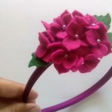 Obroč za lase - magenta pink roža hortenzija