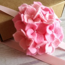 Obroč za lase s trakom - nežno roza hortenzija