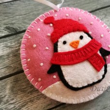 Božični okraski - pingvin v roza
