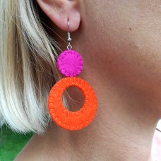 Viseči uhani iz filca - dvobarvni pink orange